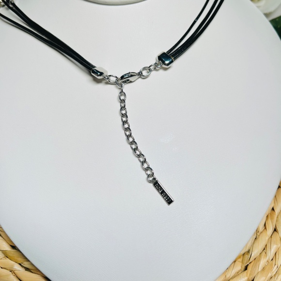 Nine West Silver Tone Beads, Triple Layered Black Cord Necklace 16”-18”. - Picture 8 of 10